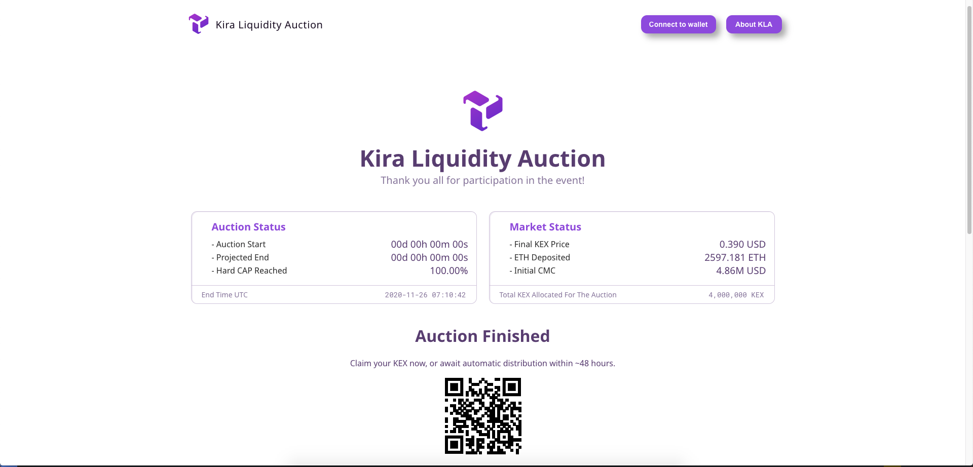 Screenshot of Kira Liquidity Auction